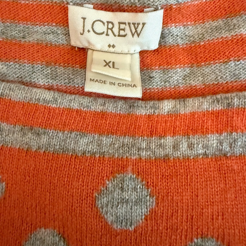 J.Crew Vibrant Orange and Gray Knit Top